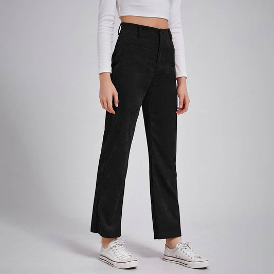 Stylish casual slim straight tube corduroy pants