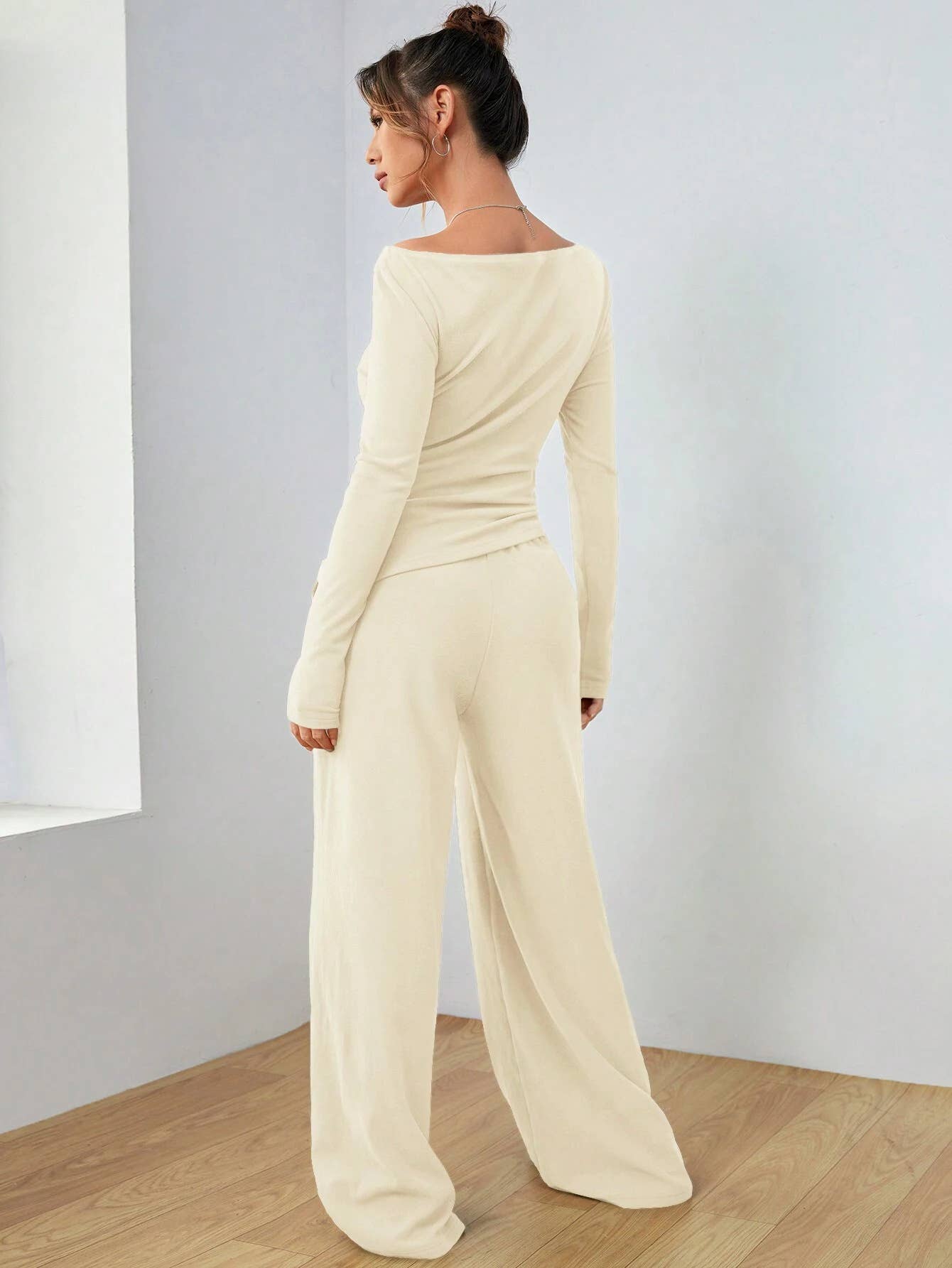 LONG-SLEEVED CASUAL WIDE-LEG PANTS TWO-PIECE SET