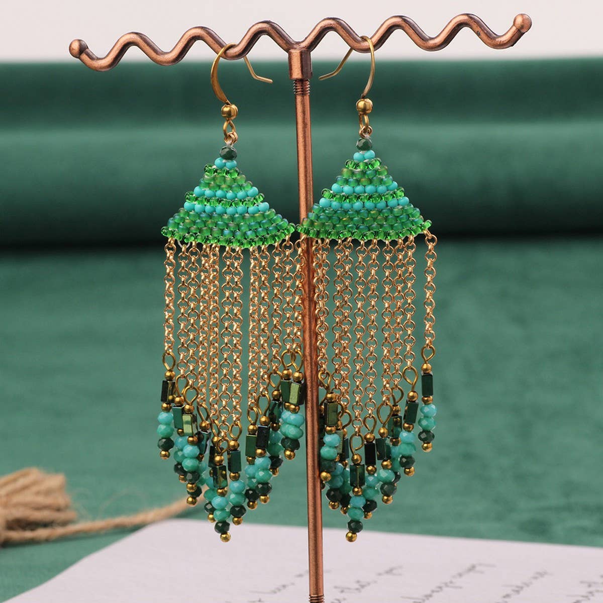 HIGH-GRADE NATURAL STONE WOVEN COLORFUL EARRINGS