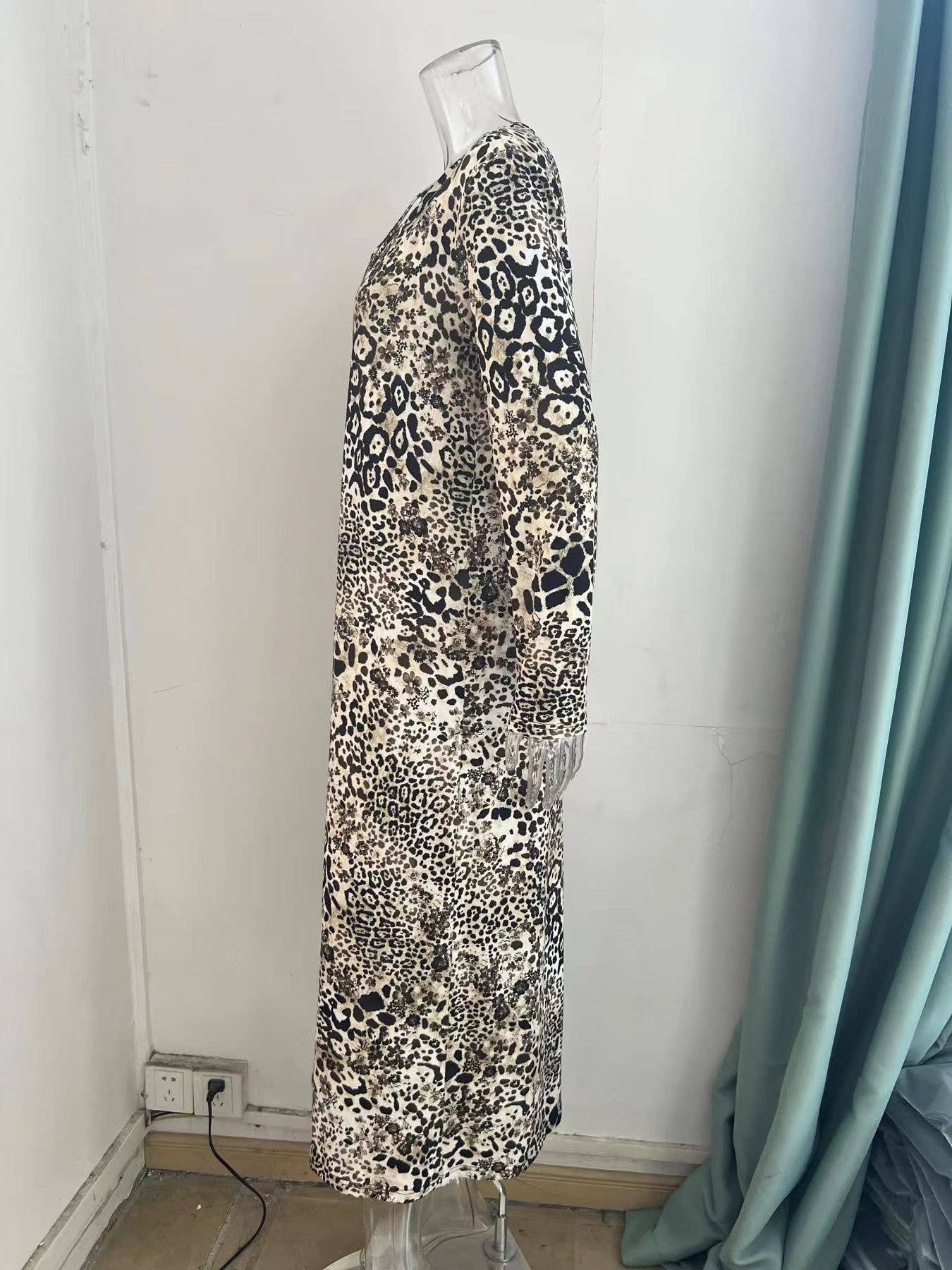 LEOPARD PRINT CASUAL PULLOVER STYLE DRESS