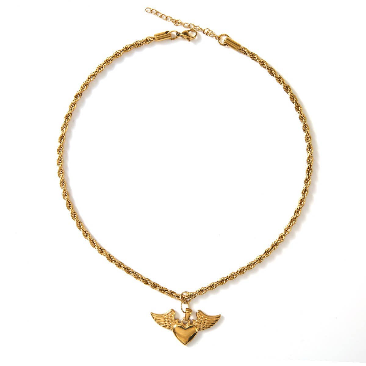 Bold Cuban Chain Necklace with Angel Wings_CWMM8865