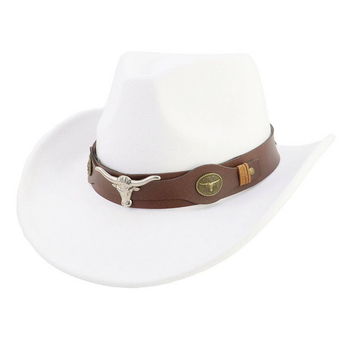Bull Head Belt Western Cowboy Hat Felt_CWAH1782