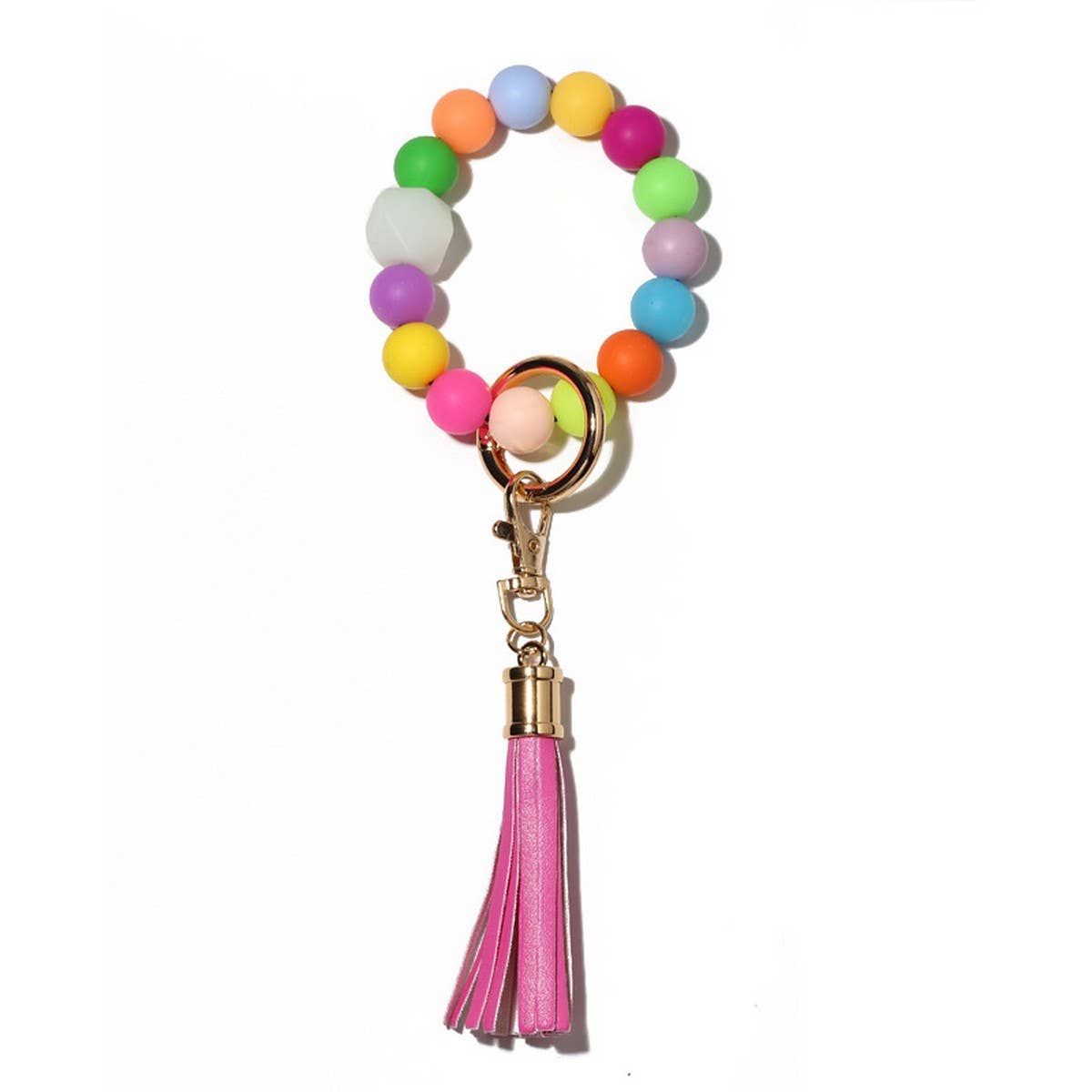 Glow Bead Bracelet Keychain Neon Silicone Wristband_CWAB5097