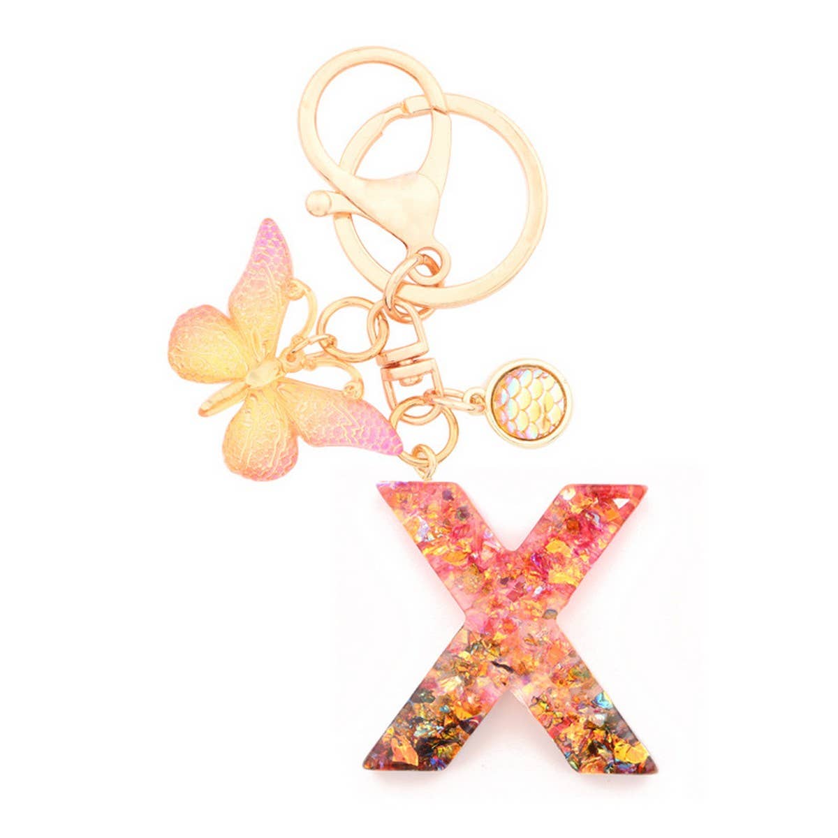 Creative Crystal Letter Keychain with Resin Sequins_CWAB5021