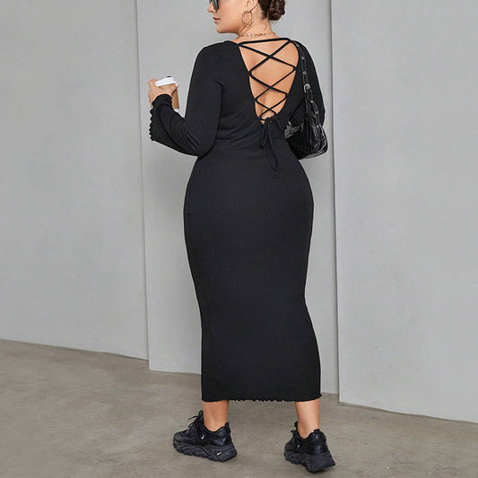 Autumn Knit Backless Dress ??Stylish & Sexy_CWDMD6039