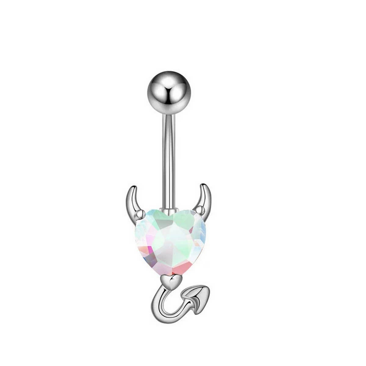 Devil Heart Zircon Belly Button Piercing Ring