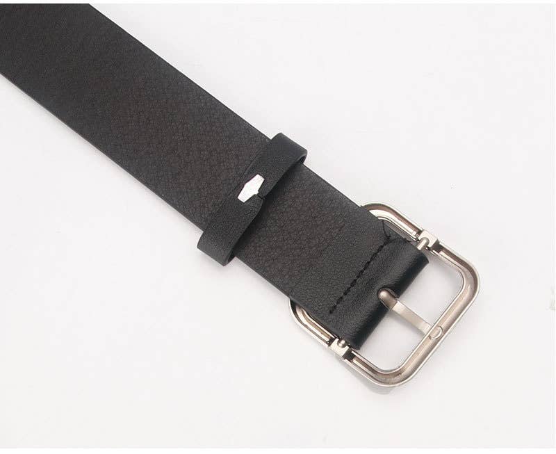 Retro versatile square buckle-top pu leather belt