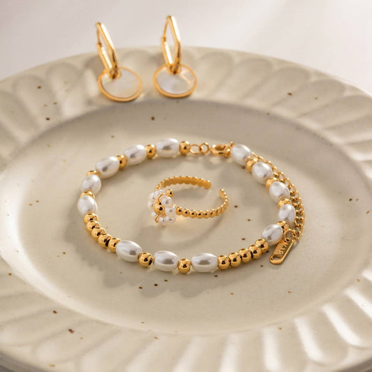 18K Gold Pearl Bracelet, No Fade Stainless Steel_CWAJE4667