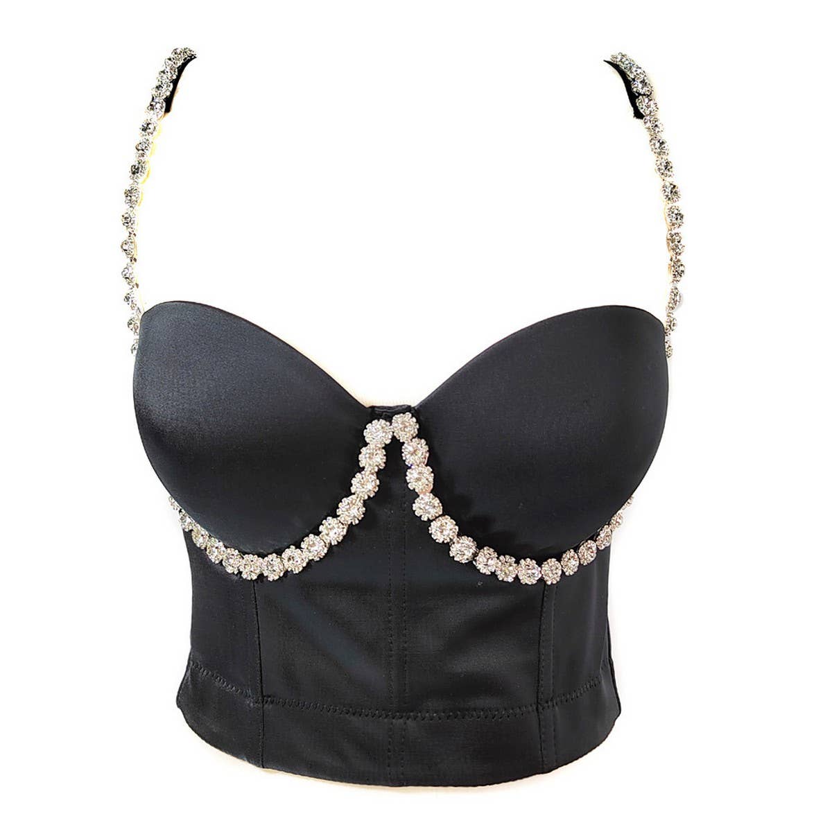 HIGH-END HERRINGBONE BRA WITH RHINESTONE WAIST