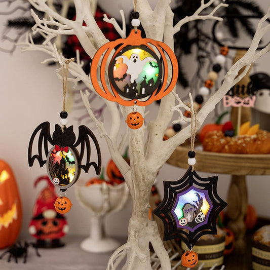 CWMM10263_3PCS HALLOWEEN LED WOODEN PUMPKIN HANGING DECOR