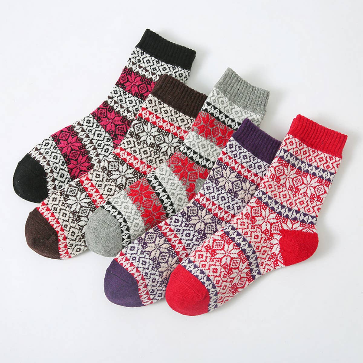 5pr/Set Retro Ethnic Style Socks For Men Winter_CWMS0680
