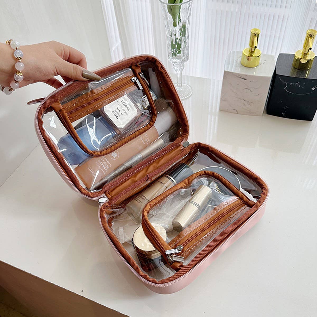 TRANSPARENT PORTABLE SIMPLE FASHION COSMETIC BAG_CWAB4452
