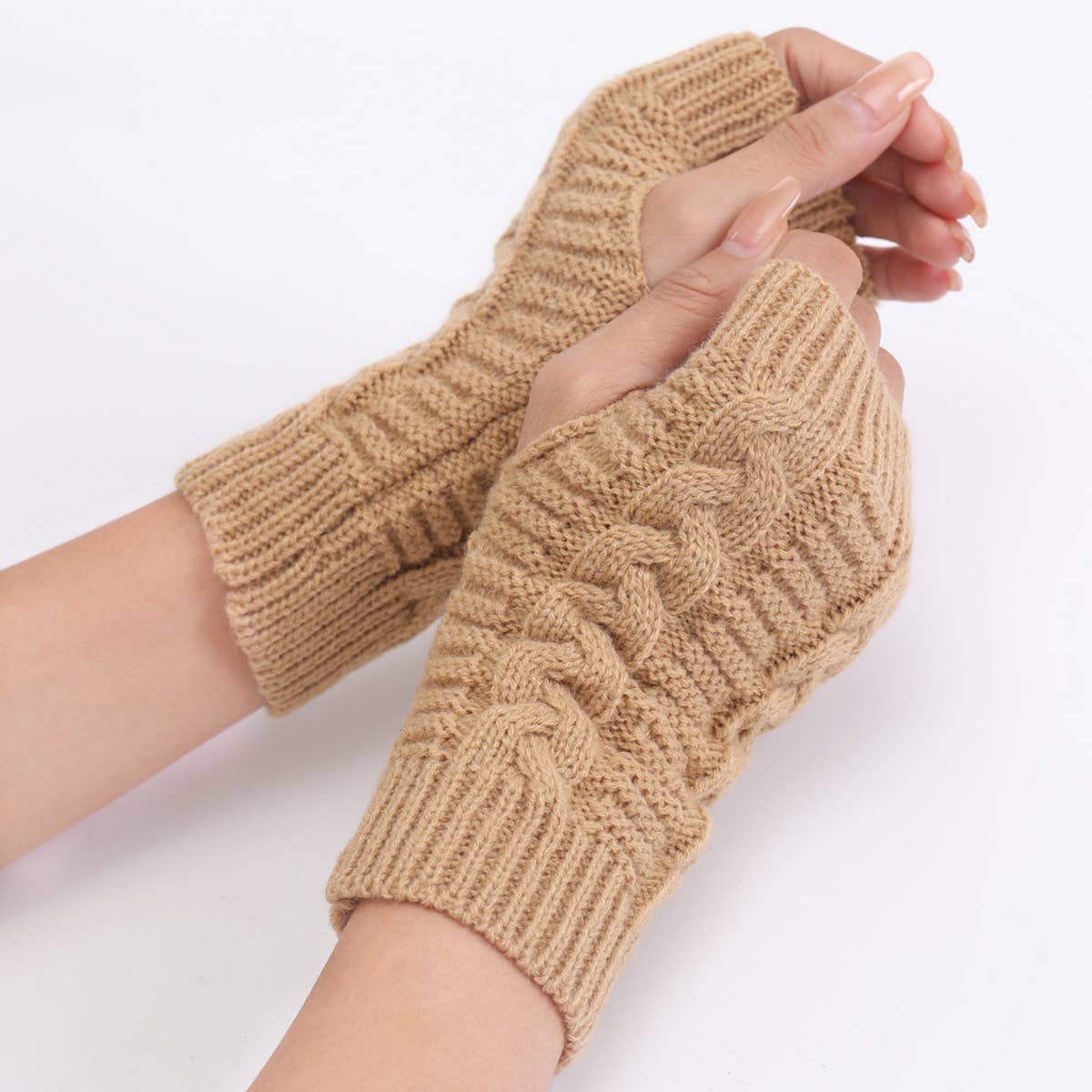 FASHION SHORT TWIST FINGERLESS GLOVES_CWAG0092