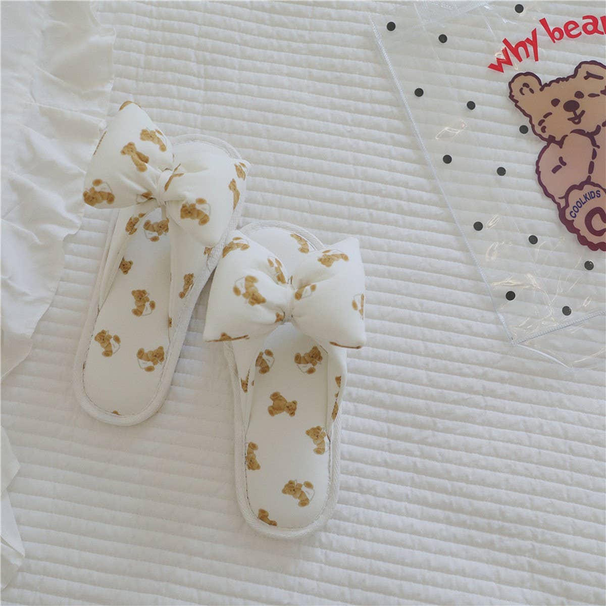 NEW BEAR BOWKNOT HOME SLIPPERS FOR WOMEN
