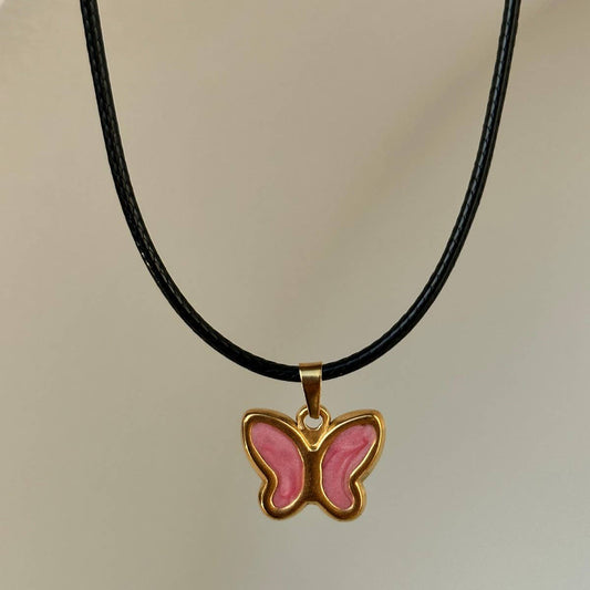 Colorful Retro 3D Butterfly Pendant Necklace