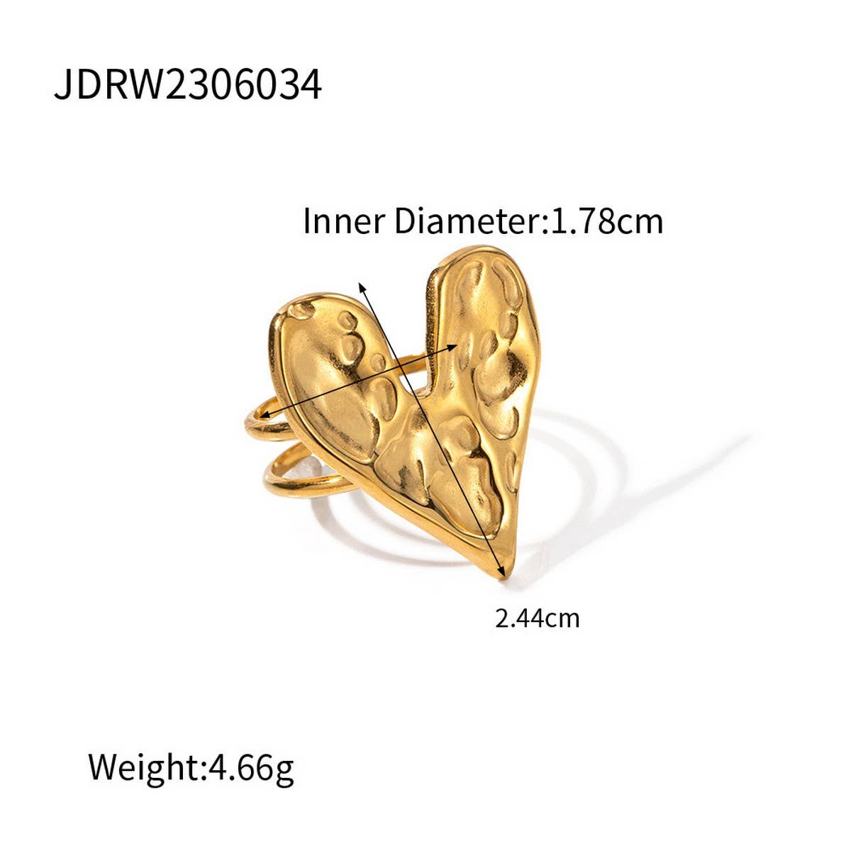 STAINLESS STEEL HAMMER PATTERN LOVE RING_CWAJE1237