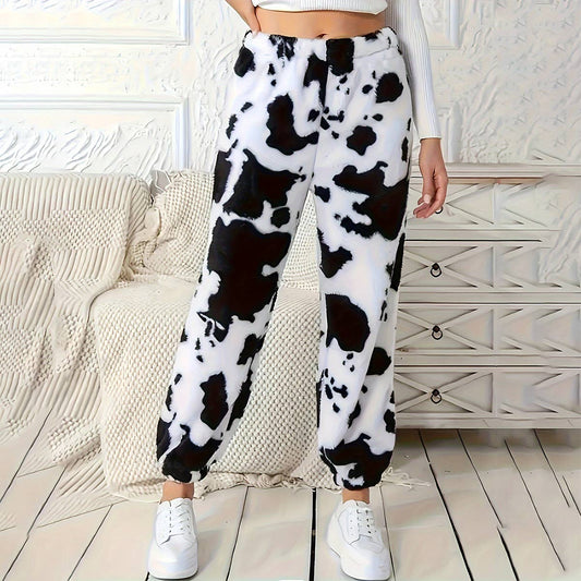 WOMEN'S LOOSE STYLISH PLUSH PANTS WITH COW PRINT