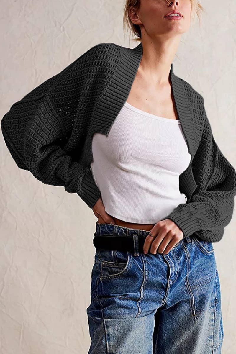 CWOCAL1837_AUTUMN BAT-SLEEVED LONG-SLEEVED CARDIGAN