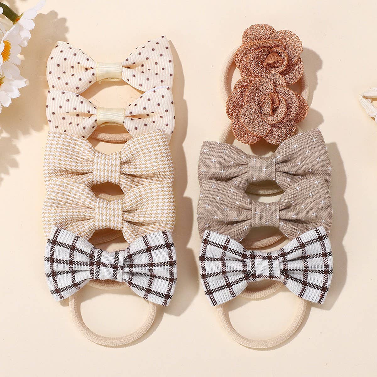 Double Bow Hair Clips Set with Pearls for Girls