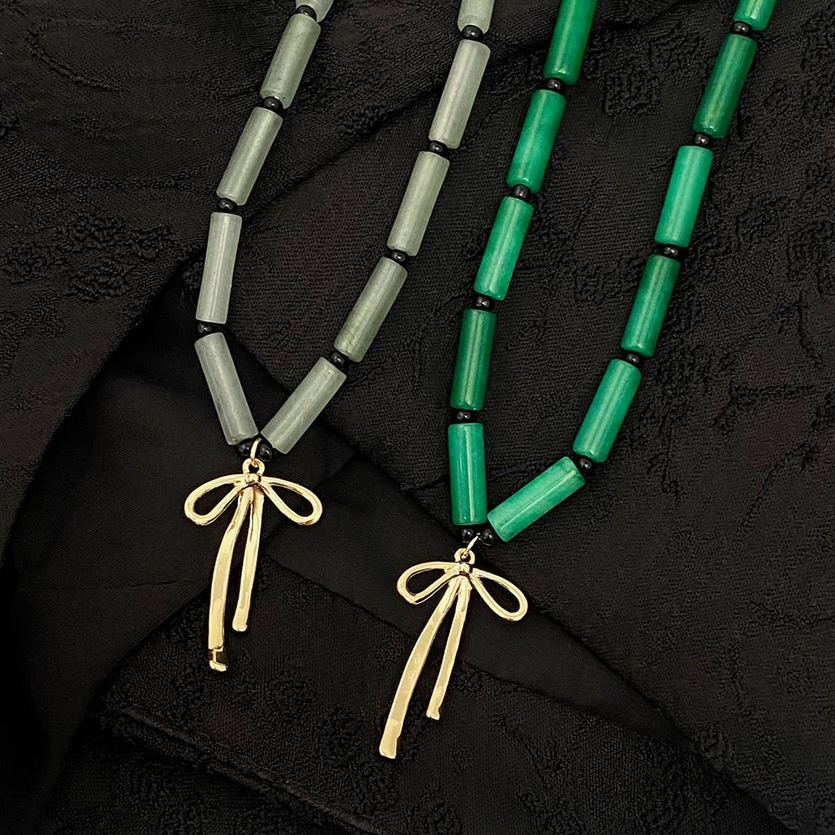 GREEN BAMBOO CHINESE STYLE NATURAL STONE NECKLACE