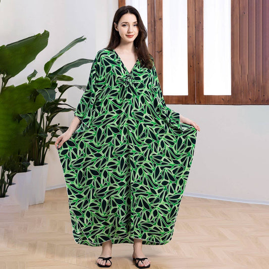 Geometric Print Rayon Beach Cover-Up Dress