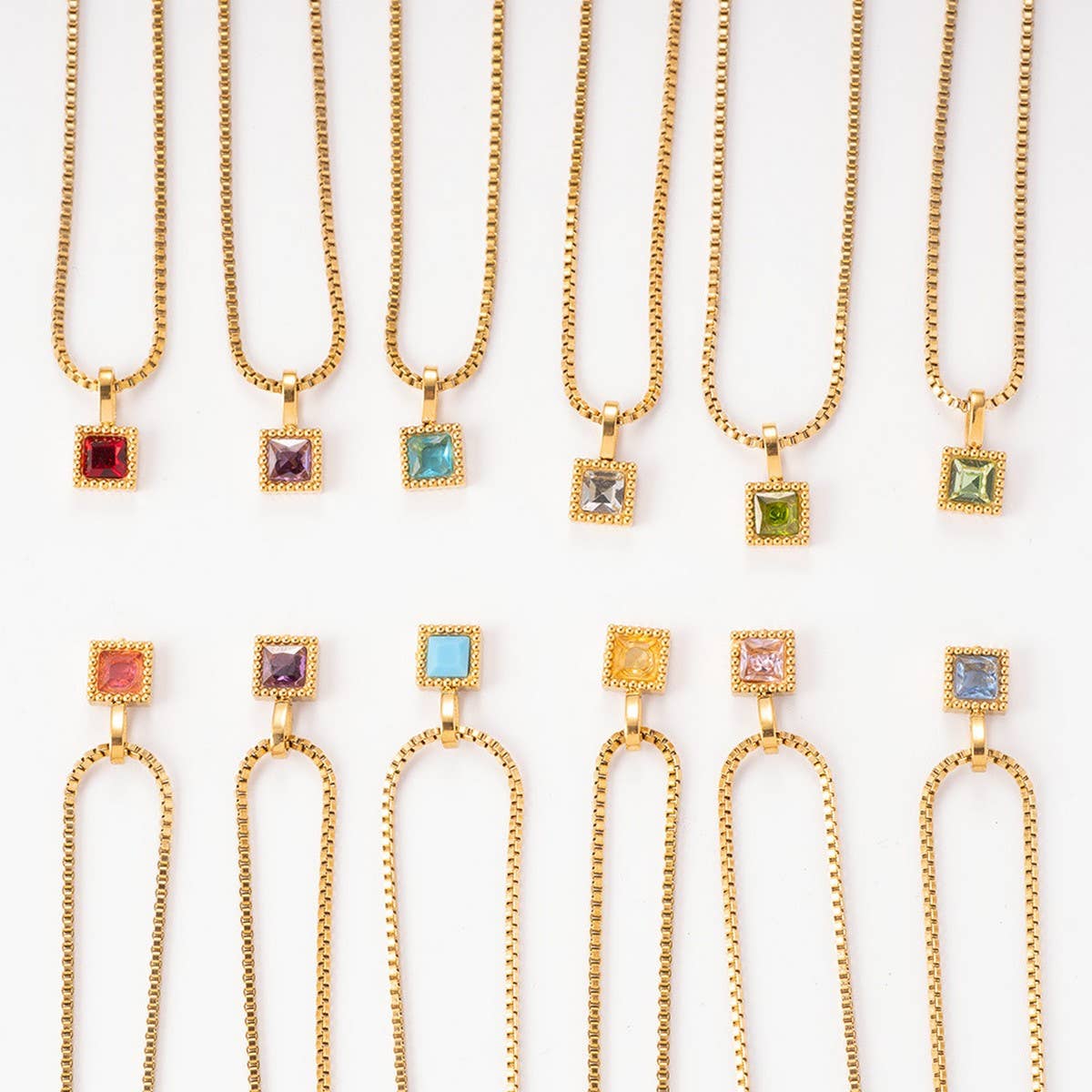 Personalized Steel Monthly Star Stone Necklace_CWMM8844