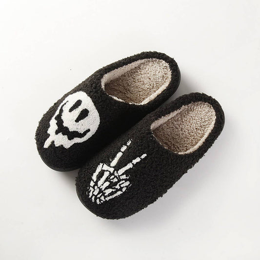 HALLOWEEN SKULL HAND WARM WINTER COTTON SLIPPERS
