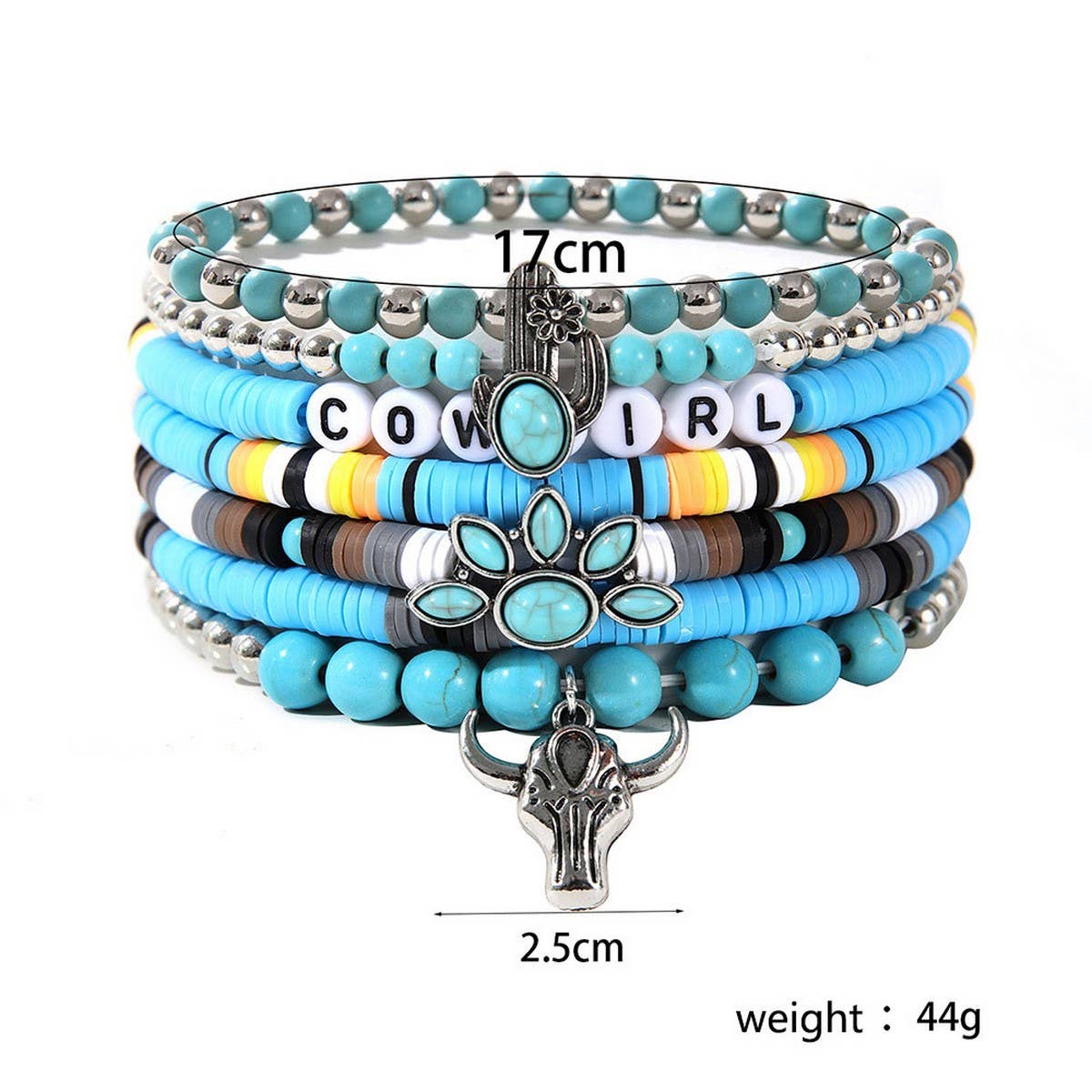 ETHNIC STYLE BULL HEAD CACTUS BRACELET SET