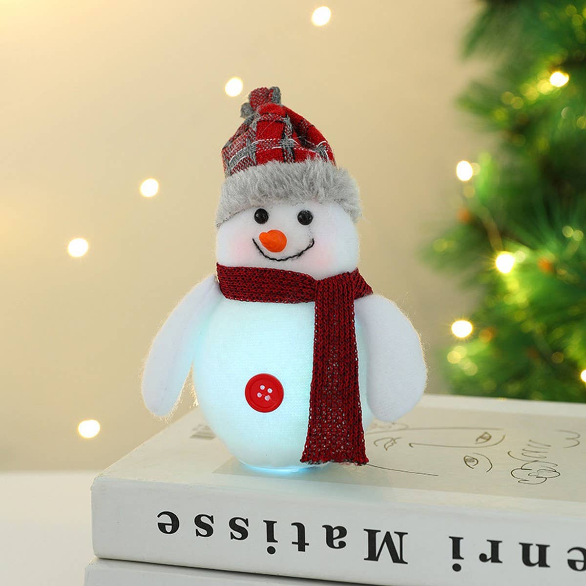 SANTA CLAUS DEER GLOWING DOLL DOLL ORNAMENT