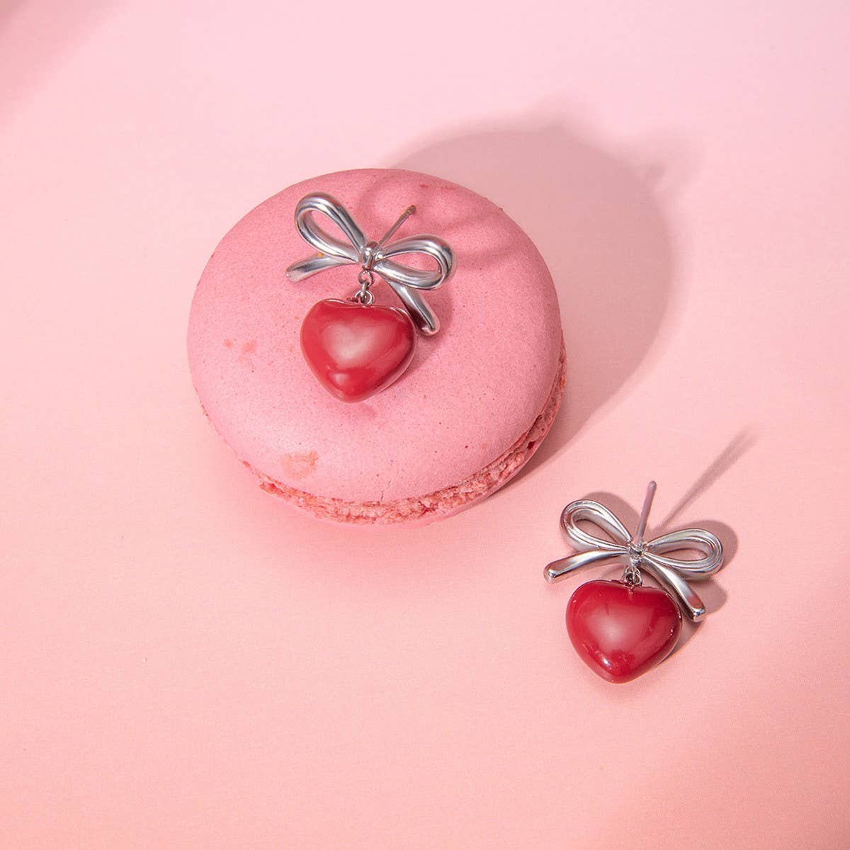 18K GOLD STAINLESS STEEL BOW HEART EARRINGS_CWASC1685