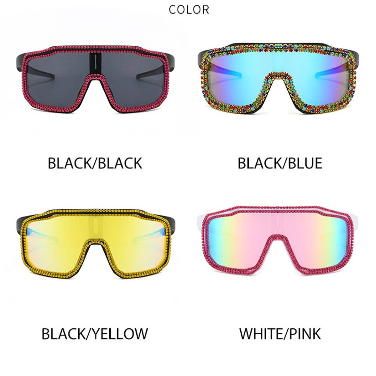 LARGE FRAME DIAMOND COLORFUL WINDPROOF SUNGLASSES