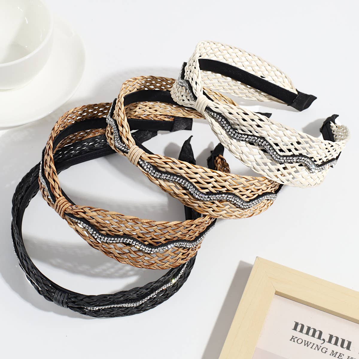 WAVE RHINESTONE KNOTTED BRAIDED HEADBAND