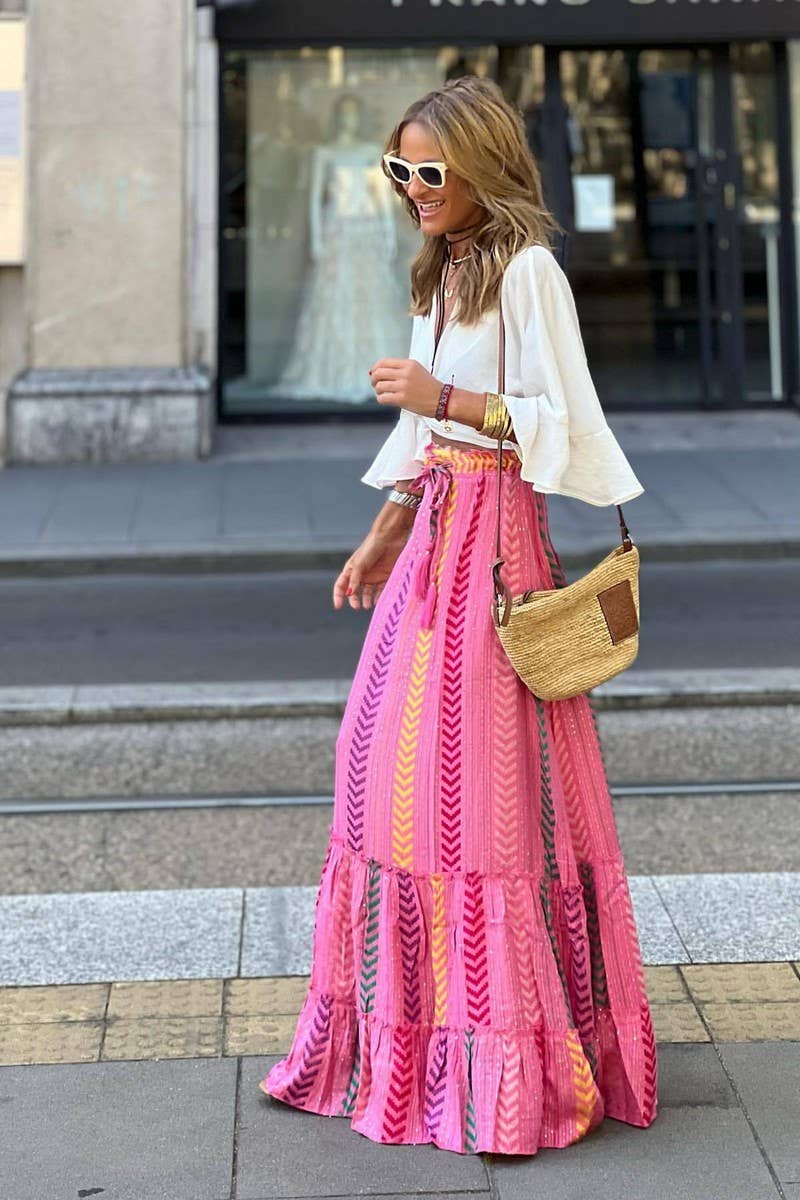 CWBLS0562_NEW SUMMER LEISURE VACATION LONG SKIRT