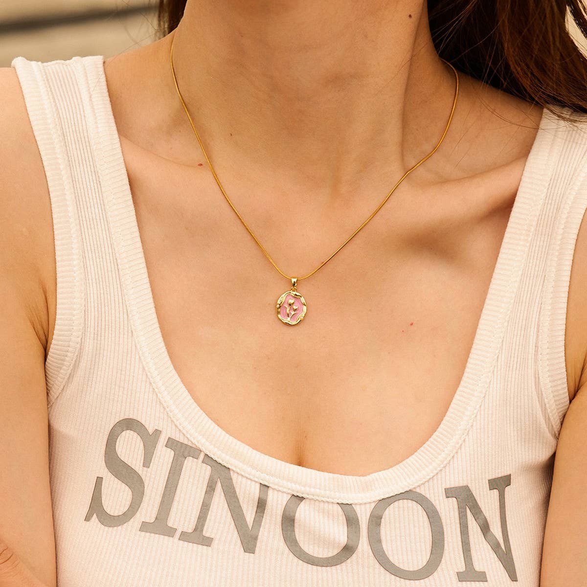 FRENCH RETRO LOVE FLOWER CLAVICLE CHAIN