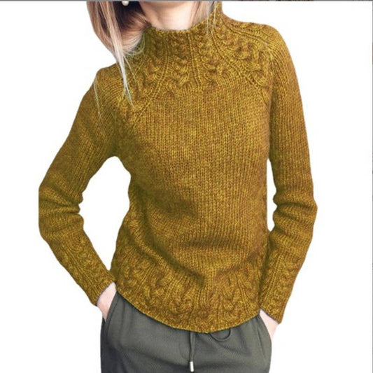 STYLISH SOLID COLOR LINEN PATTERN KNITTED SWEATER