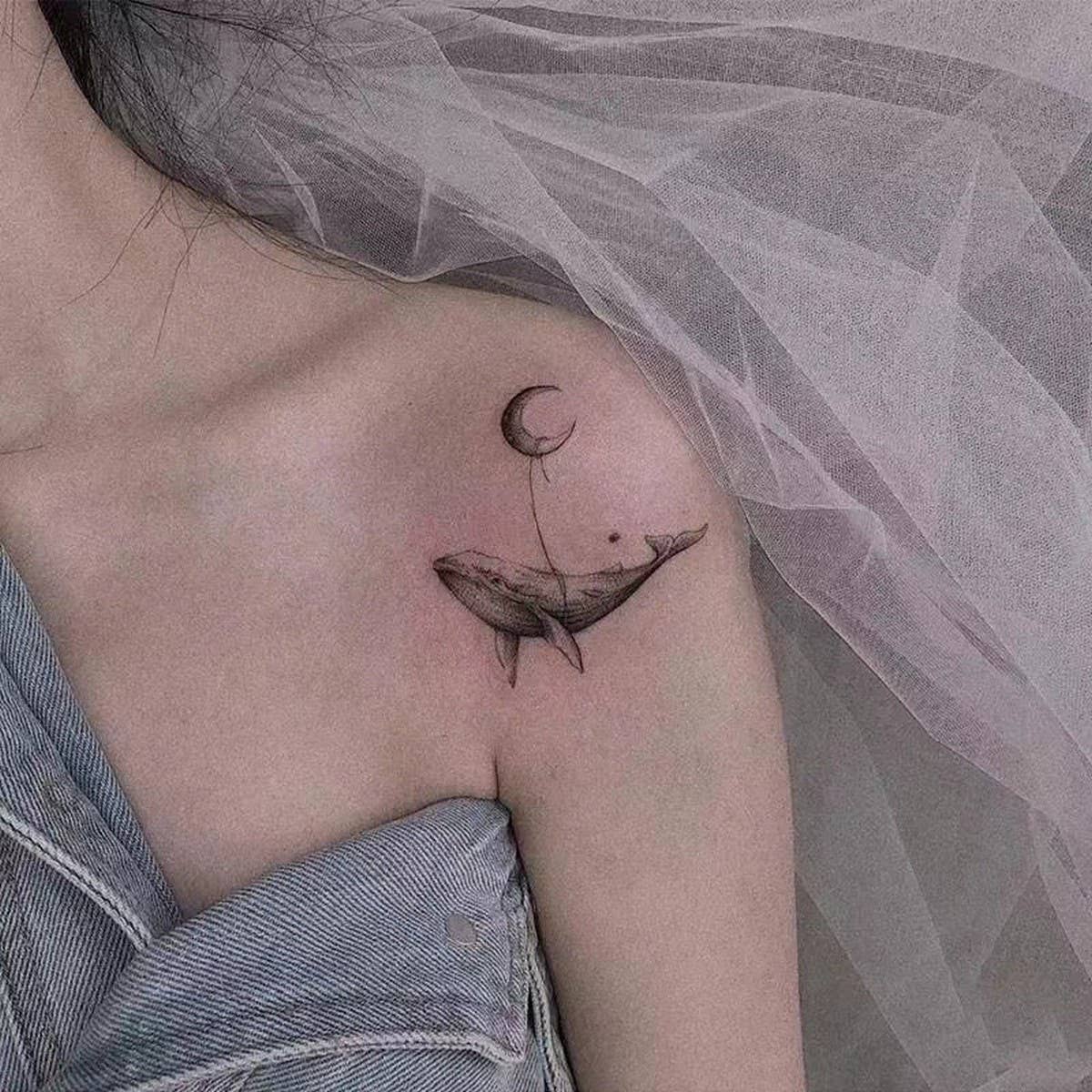 Moon & Tiger Tattoo Stickers ? Cute Dark Style