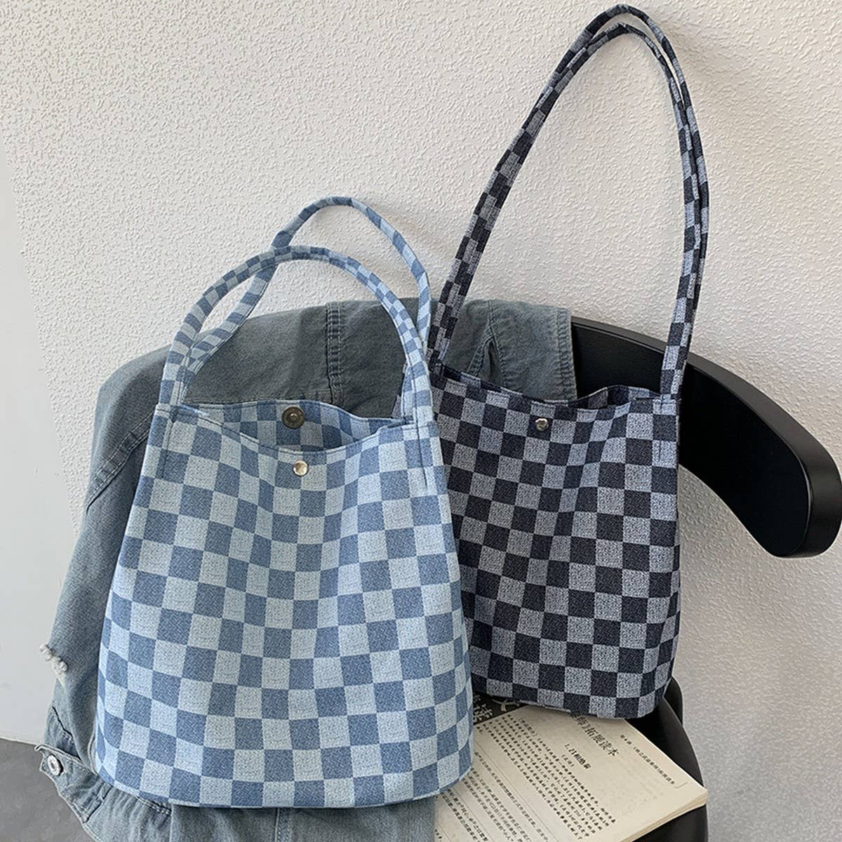 PLAID SIMPLE COMMUTER CANVAS BAG_CWAB2156