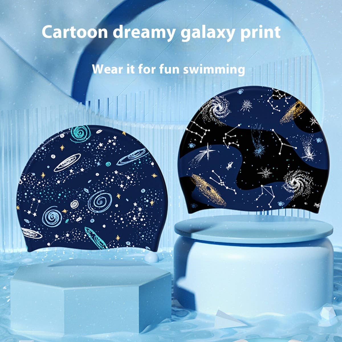 Boys' XL Silicone Swim Cap ??œGalaxy Print Comfy Fit_CWMM6785