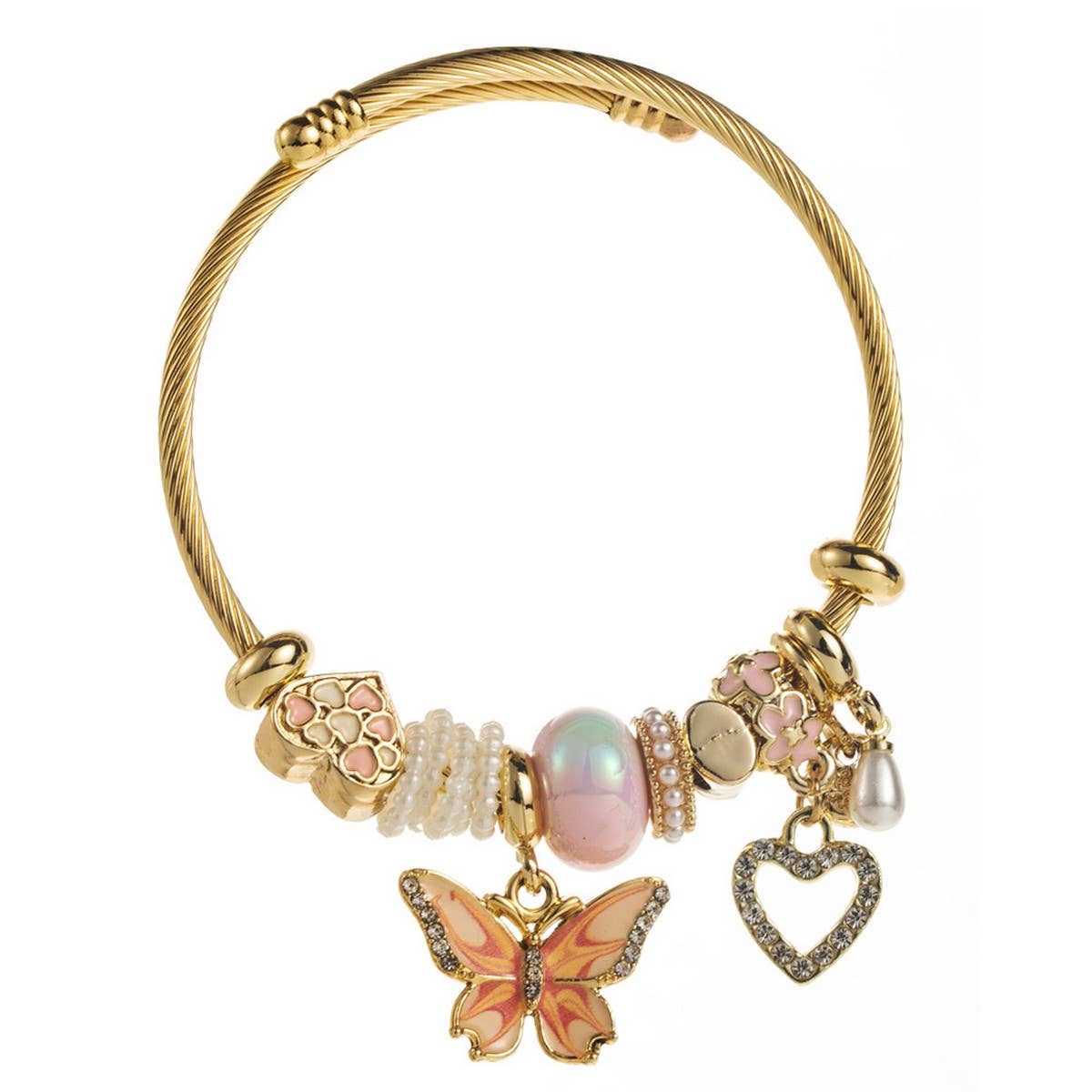 Trendy Stainless Steel Butterfly Heart Bracelet