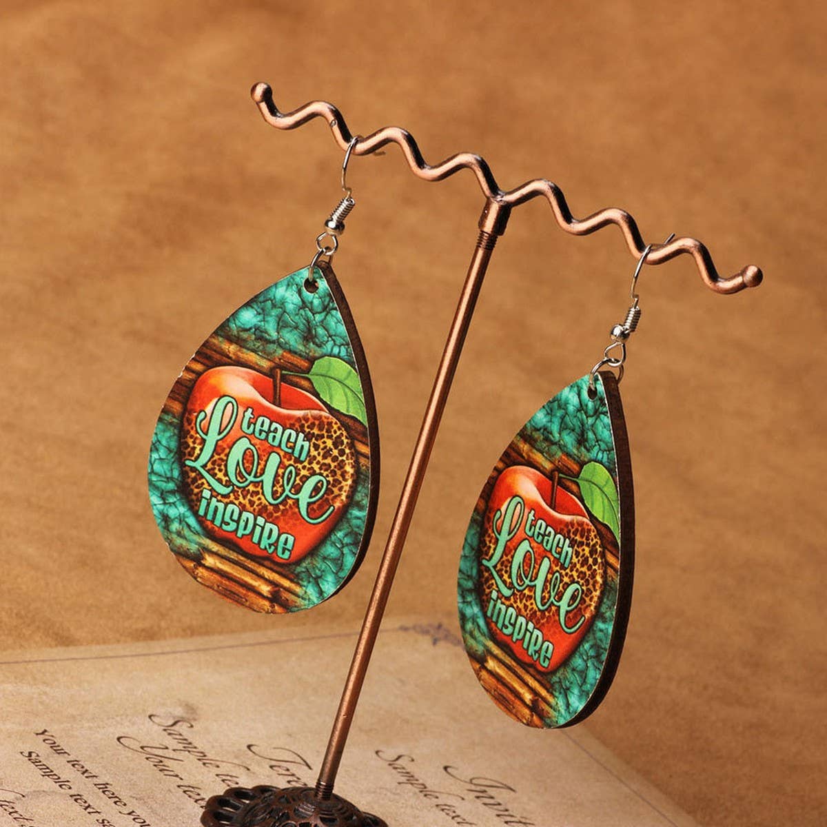 NEW FASHIONABLE WOODEN WATER DROP EARRINGS