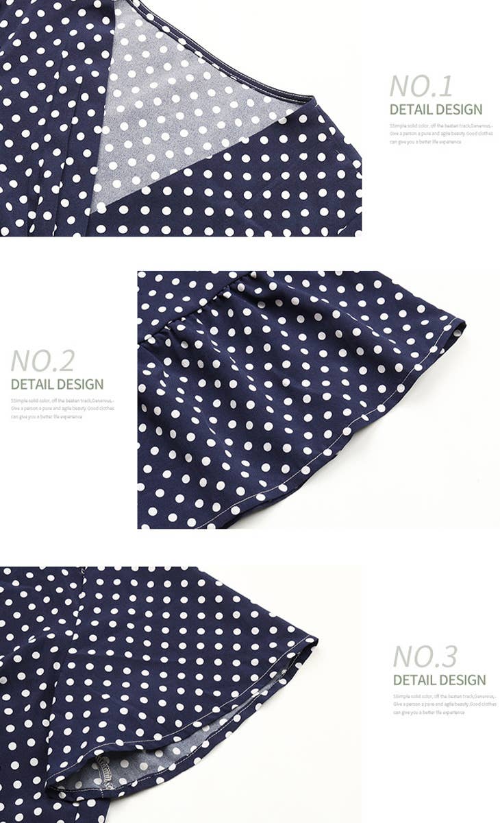 V-NECK CUTOUT POLKA DOT DRESS