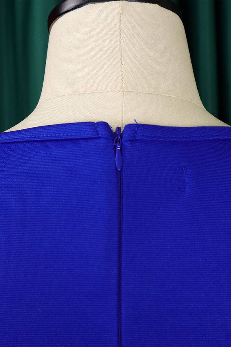 CWDSD3579_PLUS SIZE BELL SLEEVE SOLID COLOR MIDI DRESS