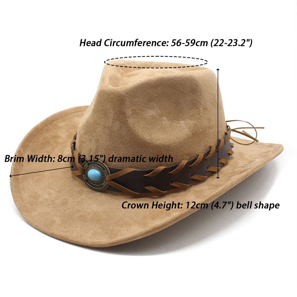 Ethnic Style Faux Suede Western Cowboy Felt Hat_CWAH0829