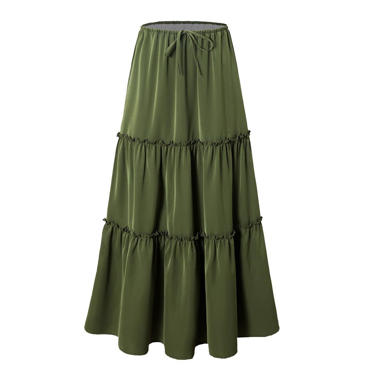 HIGH WAIST ELASTIC MAXI SKIRT WITH ADJUSTABLELACES