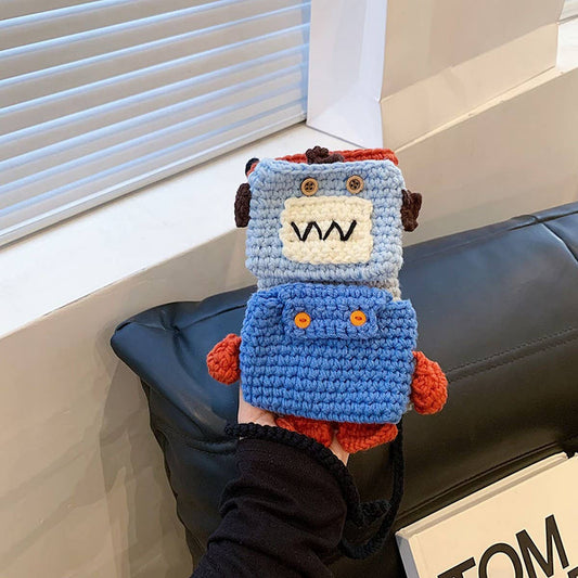 UNIQUE DESIGN KNITTED ROBOT SHOULDER BAG_CWAB2418