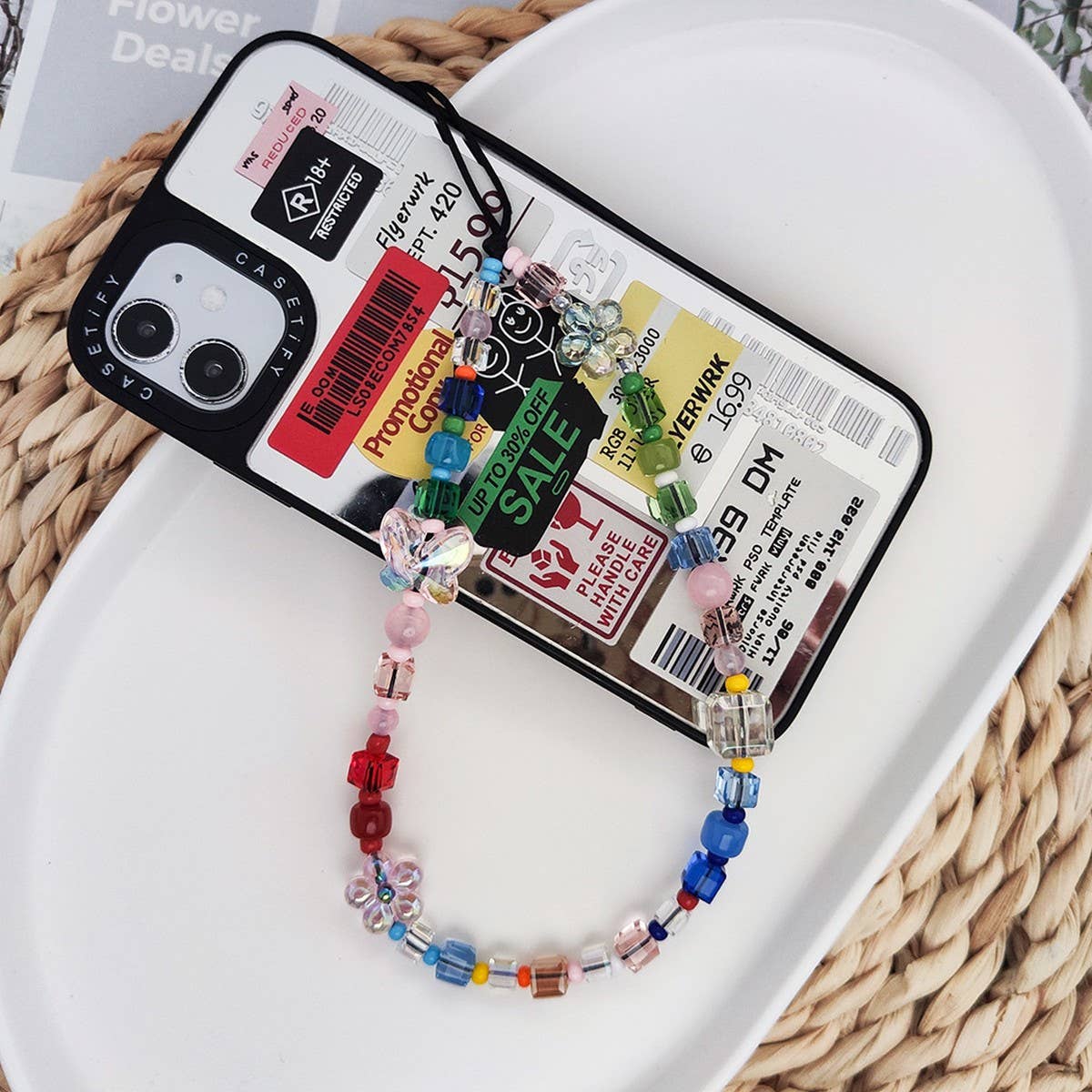 CWMM8730_BUTTERFLY COLOR BEADED PHONE STRAP