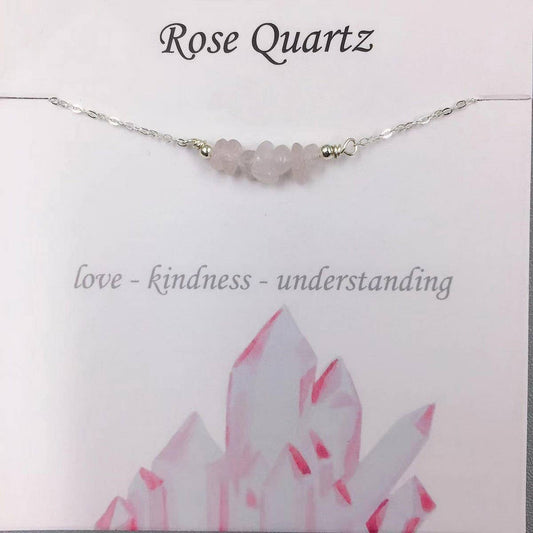 SILVER CHAIN NATURAL STONE NECKLACE WITH CARD