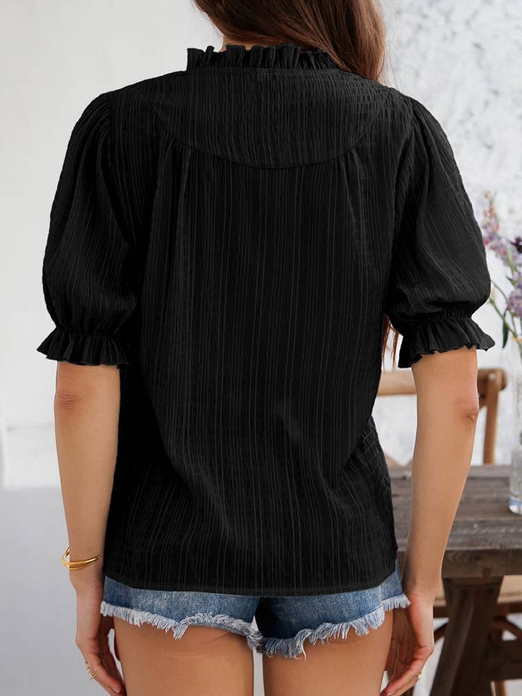 Temperament casual commuter flared sleeve top