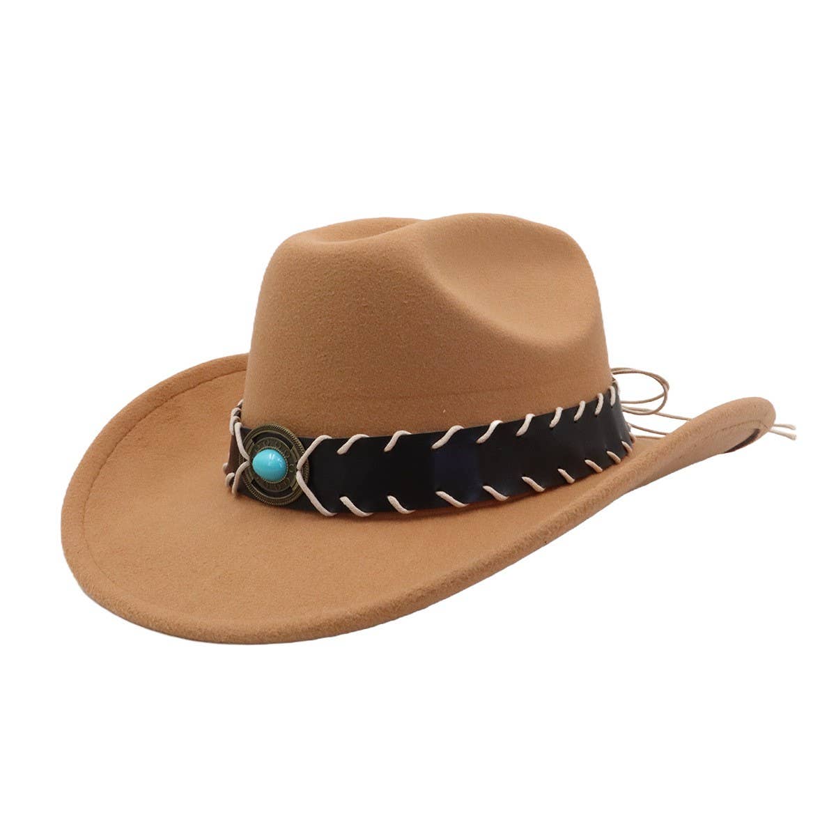 Western Ethnic Wool Fedora Hat Jazz Cowboy Style_CWAH04496