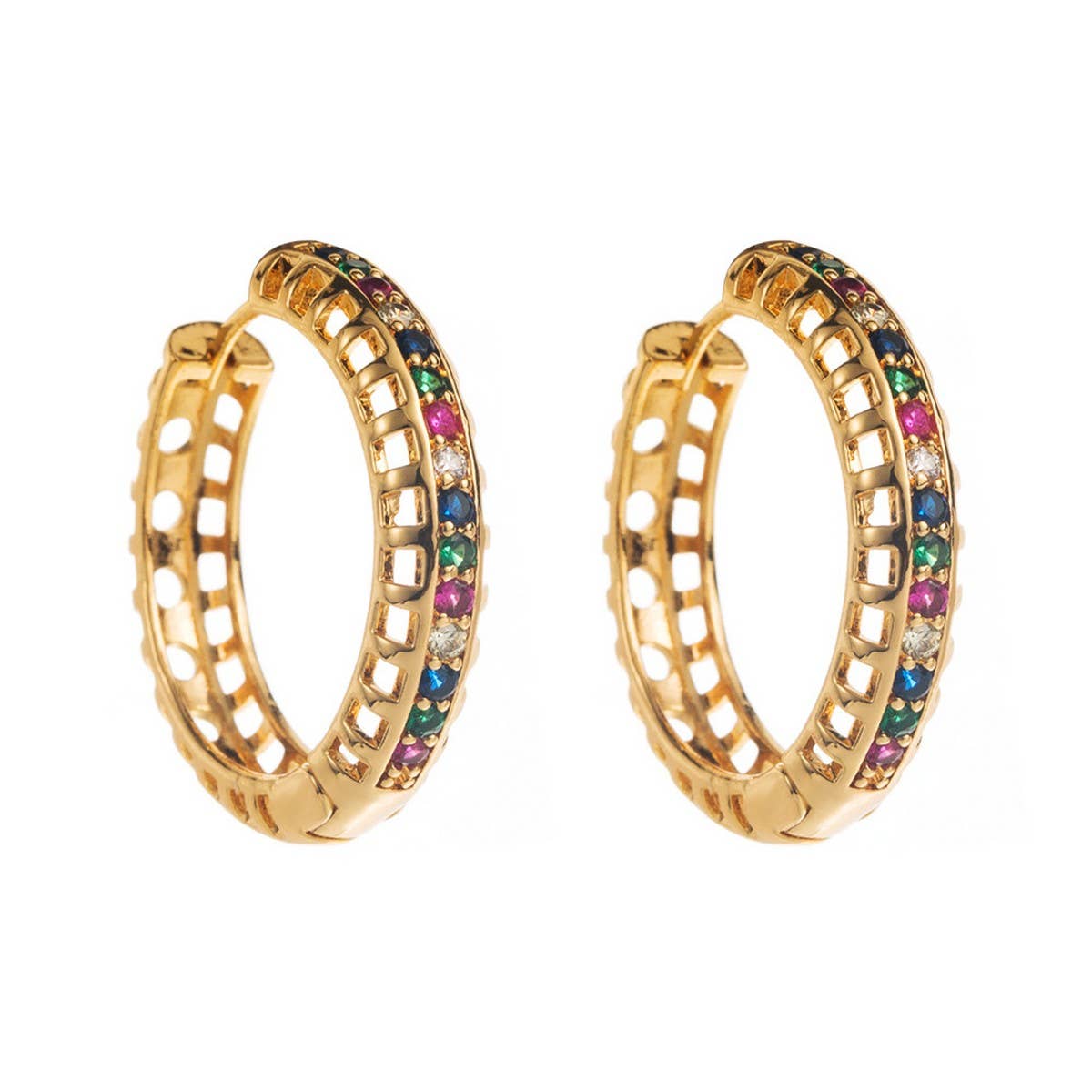 Sparkling Hoop Earrings Gold-Tone Luxury Style_CWMM8533